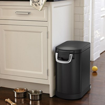 simplehuman Medium Pet Food Storage Container for Cat Food, Bird Feed, and Dog Food Storage - Matte Black Steel (LOCAL PICKUP ONLY)