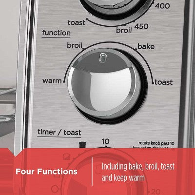 BLACK+DECKER 4-Slice Toaster Oven, TO1745SSG, Even Toast, 4 Cooking Functions Bake, Broil, Toast and Keep Warm, Removable Crumb Tray, Timer (LOCAL PICKUP ONLY)