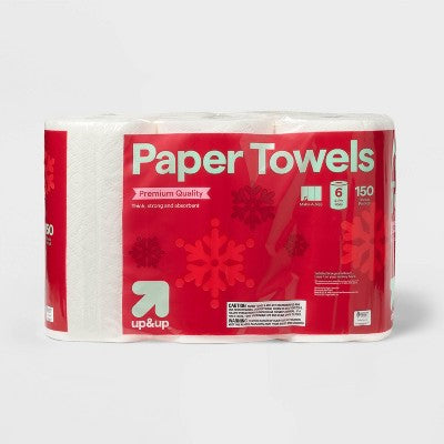 Holiday Make-A-Size Paper Towels - 150 sheets - 6 Triple Rolls - up&up