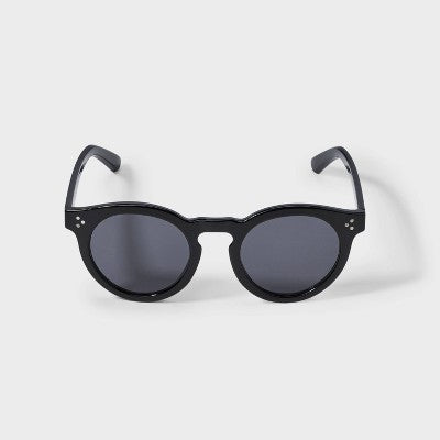 Women's Shiny Plastic Round Sunglasses - Universal Thread Black: Scratch-Resistant, Maximum UV Protection, Recycled Frame