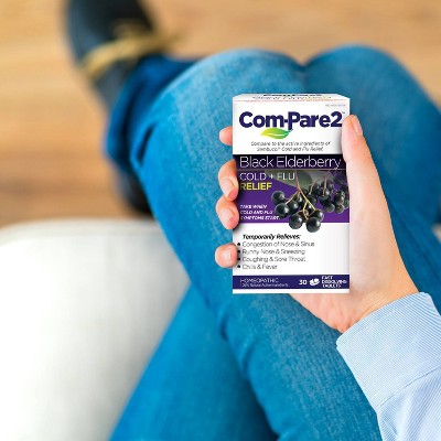 Com-Pare2 Cold + Flu Relief Fast Dissolve Tablets - Black Elderberry - 30ct