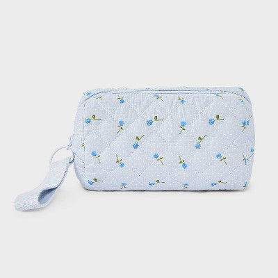 Girls' Floral Quilted Cosmetic Pouch - art class Blue