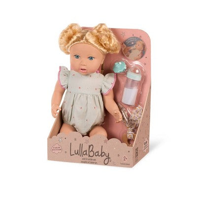 LullaBaby 14" Baby Doll & Disappearing Milk Bottle Set - Blue Eyes Blonde Hair