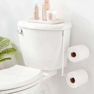 Over the Tank Toilet Paper Holder Matte White - Brightroom: Steel Bathroom Tissue Storage, Space Saver