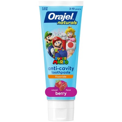 Orajel Naturals Kids Super Mario Anti-Cavity Fluoride Training Gel Toothpaste - Natural Berry - 5.8oz