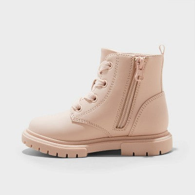 Toddler Girls' Amaya Lace-Up Combat Boots Cat & Jack Blush 11T