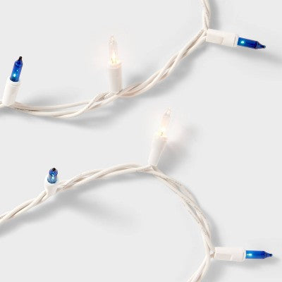 100ct Hanukkah Mini String Lights Incandescent Blue/White