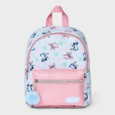 Girls' Lilo & Stitch Mini Backpack with Pom - Blue/Pink