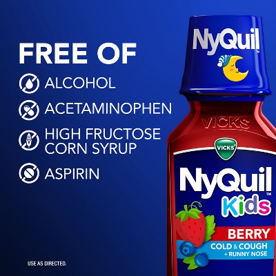 NyQuil Kids' Syrup - Dextromethorphan - Berry - 8 fl oz: Cold & Cough Treatment, Package Quantity: 1