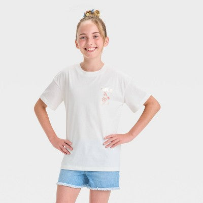 Girls' Oversized 'Cow Girl' Graphic T-Shirt Cat & Jack Cream M