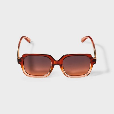 Women's Angular Square Sunglasses - Shade & Shore Brown/Pink