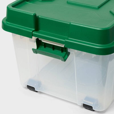 200qt Latching ChristmasTree Box Clear Base with Lid and Latch Green - Brightroom (LOCAL PICKUP ONLY)