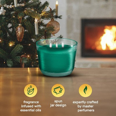 Glade 3 Wick Holiday Scented Christmas Candle for Stocking Stuffers - Balsam & Spruce - 6.8oz