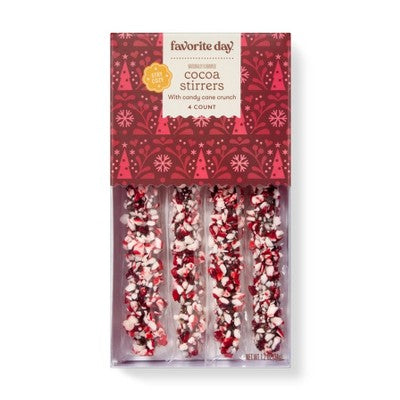 Christmas Dark Chocolaty Coated Stirrers with Peppermint Crunch - 1.2oz - Favorite Day
