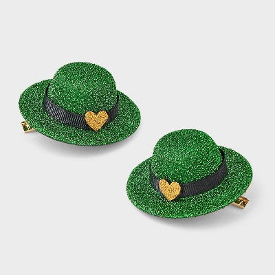 St Patrick's Day Hat Pelican Clips 2pc Set - Green