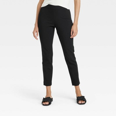 Women's High-Rise Skinny Ankle Pull-On Pants - A New Day Black 10