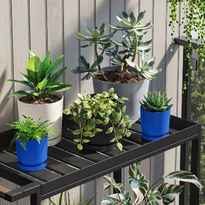Self-Watering Plastic Indoor Outdoor Planter Pot Gray 8"x8" - Room Essentials