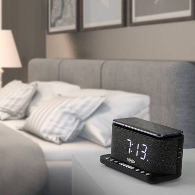 Jensen Dual Alarm Clock Radio with Wireless Qi Charging