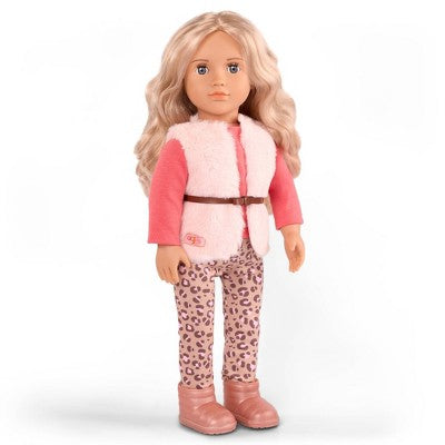 Our Generation Kinsley & Kenzi 18" Doll & Pet Puppy Set: Blonde Wavy Hair, Gray Eyes, Plastic & Polyester Material