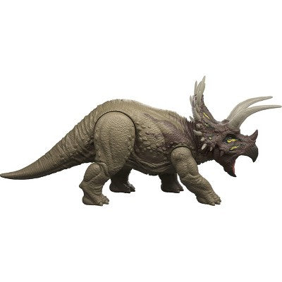 Jurassic World Wild Roar Triceratops Dinosaur Action Figure Toy, Sounds & Attack & Lights