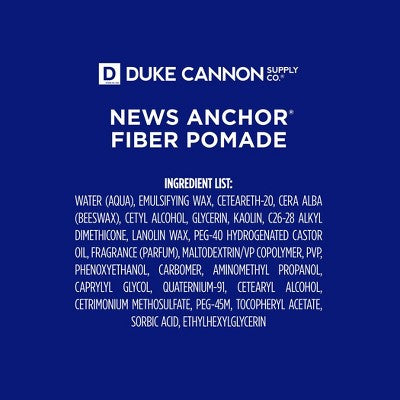 Duke Cannon News Anchor Fiber Pomade - Strong Hold, Matte Hair Styling Pomade for Men - 4.6 oz