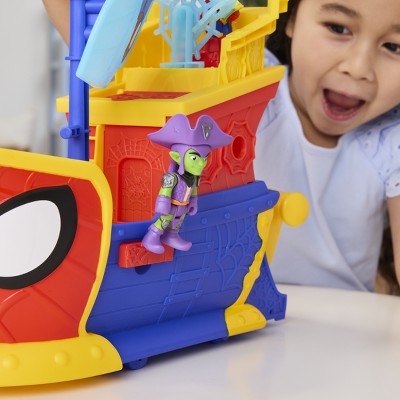 Marvel Spidey and his Amazing Friends Water-Webs Webs Ahoy Bubble Pirate Ship Toy, Christmas Gifts for Kids