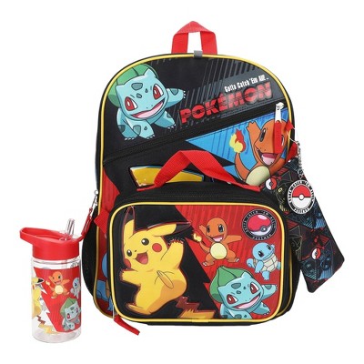 AS IS-MISSING WATER BOTTLE-Pokemon Kids' 16" Backpack 5pc Set - Black