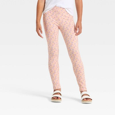 Girls' Floral Leggings - Cat & Jack Clay Pink S Slim