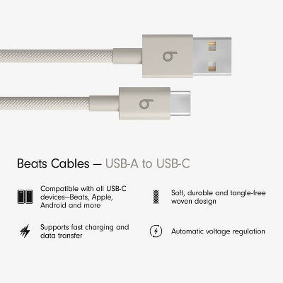 Beats USB-A to USB-C Woven Cable (1.5 m) - Surge Stone