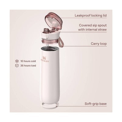 Stanley 20fl oz Stainless Steel Flowstate Spring Bottle - Rose Quartz