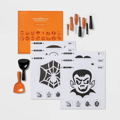 Halloween 9ct Tools and 16ct Patterns Pumpkin Carving Party Kit - Hyde and EEK! Boutique: Includes Stencils & Scoops