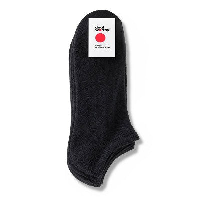 Men's No Show Socks 5pk - Dealworthy Black 6-12