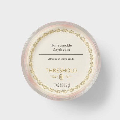 LED Embossed Bow Glass Honeysuckle Daydream Jar Candle Mauve 7oz - Threshold