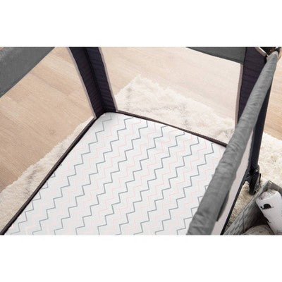 TL Care Printed 100% Cotton Knit Fitted Playard sheet - Whale Zigzag Pink 2pk