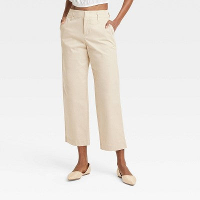 Women's High-Rise Straight Ankle Chino Pants - A New Day Tan 16