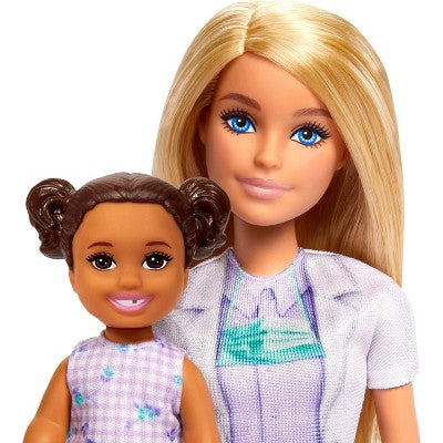 Barbie Dentist Doll with Blonde 11" Fashion Doll, 1 Kid Doll, Medical Doctor Furniture and Accessories