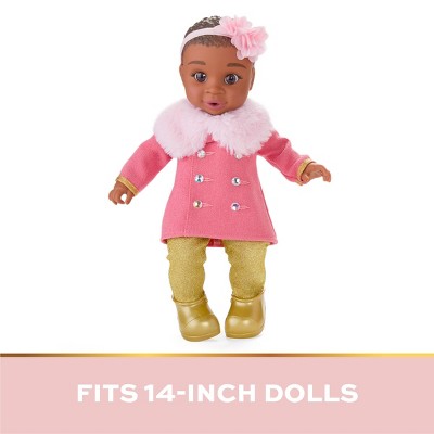 FAO Schwarz Toy Doll Fashion Coat and Pant: Baby Doll Clothing Set for 14-Inch Dolls, Polyester, 3-Piece Outfit