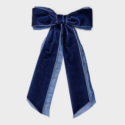 Velvet Bow Hair Barrette - A New Day Navy Blue