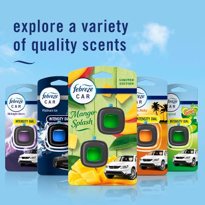 Febreze Car Air Freshener Vent Clip Mango Splash - 2ct: Oil, Non-Powered