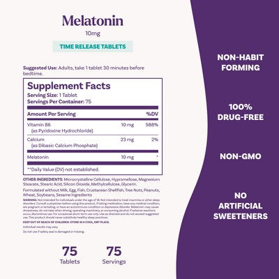 Natrol Melatonin Advanced 10mg Time Release Sleep Aid Tablets - 75ct