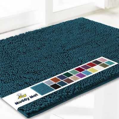 Muddy Mat Highly Absorbent Soft Chenille Door Mat and Pet Rug Non Slip Thick Washable Area and Bath Mat for Indoor & Outdoor-Grey Medium 19"x30"