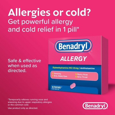 Benadryl Ultratabs Go Packs - Diphenhydramine Antihistamine Tablets - 4 packs of 2ct