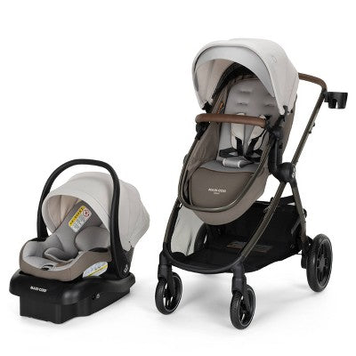 Maxi-Cosi Sienna Modular Travel System - Ecru: Bassinet Reclining Seat, Adjustable Handle, Rubber Tires, 38.8 lb Weight (LOCAL PICKUP ONLY)