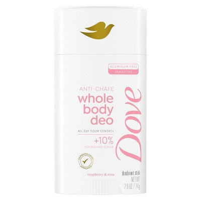 Dove Beauty Whole Body Deodorant Anti-Chafe Stick - Raspberry & Rose, Aluminum Free - 2.6oz