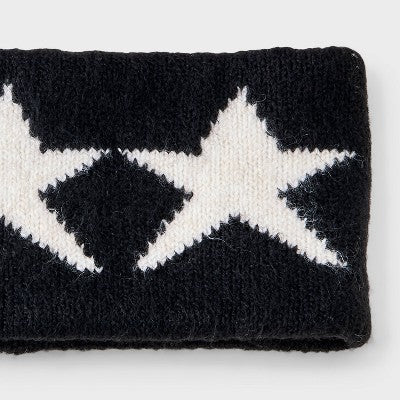 Girls' Knitted Jacquard Headband - art class Black/White
