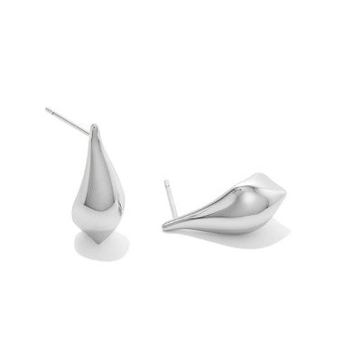 Kendra Scott Quincy Small Stud Earrings - Silver: Rhodium Over Brass, Post Closure, 0.78" Length, 24.5g Weight