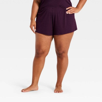 Women's Ribbed Cooling Jersey Pajama Shorts - Auden Purple 4X