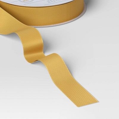 18' Christmas Fabric Ribbon Gold Satin - Wondershop
