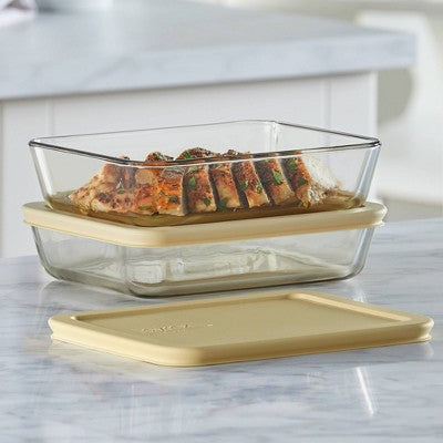 Pyrex Simply Store Tinted 4pc Lidded Rectangle Storage Set Yellow