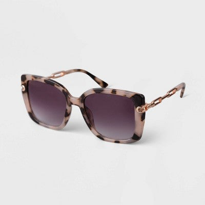 Women's Tortoise Shell Oversized Square Sunglasses - A New Day Tan